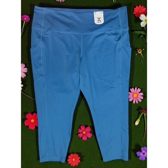 Xersion 3X Leggings Pants EverUltra Blue High Rise Fitted 7/8 Ankle Gym Workout - Picture 2 of 7